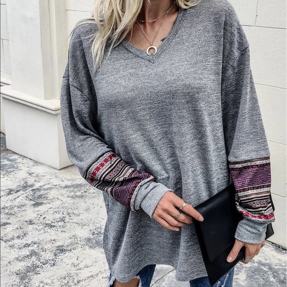 GRAY SPACE DYE STRIPED DROP SHOULDER TEE - Picture 4 of 8
